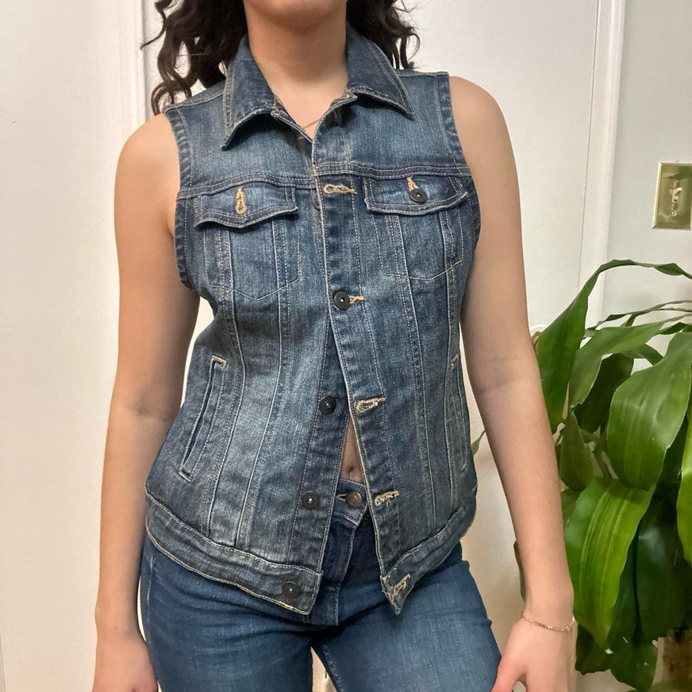 Smart Set Cowgirl Western Blue Denim Vest Size Small - Picture 6 of 8